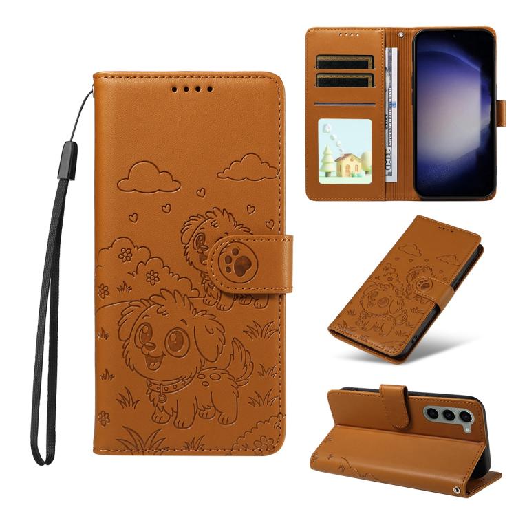 Portafoglio in pelle con protezione RFID e ciondolo a forma di cuore in rilievo con cane., For Galaxy S23 5G, For Galaxy S20 FE, For Galaxy S21 FE 5G