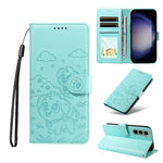 Portafoglio in pelle con protezione RFID e ciondolo a forma di cuore in rilievo con cane., For Galaxy S24 Ultra 5G, For Galaxy S23 FE 5G, For Galaxy S23 Ultra 5G, For Galaxy S23+ 5G