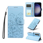 Portafoglio in pelle con protezione RFID e ciondolo a forma di cuore in rilievo con cane., For Galaxy S24 Ultra 5G, For Galaxy S23 FE 5G, For Galaxy S23 Ultra 5G, For Galaxy S23+ 5G