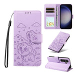 Portafoglio in pelle con protezione RFID e ciondolo a forma di cuore in rilievo con cane., For Galaxy S24 Ultra 5G, For Galaxy S23 FE 5G, For Galaxy S23 Ultra 5G, For Galaxy S23+ 5G