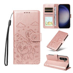 Portafoglio in pelle con protezione RFID e ciondolo a forma di cuore in rilievo con cane., For Galaxy S24 Ultra 5G, For Galaxy S23 FE 5G, For Galaxy S23 Ultra 5G, For Galaxy S23+ 5G