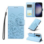 Portafoglio in pelle con protezione RFID e ciondolo a forma di cuore in rilievo con cane., For Galaxy S24 Ultra 5G, For Galaxy S23 FE 5G, For Galaxy S23 Ultra 5G, For Galaxy S23+ 5G