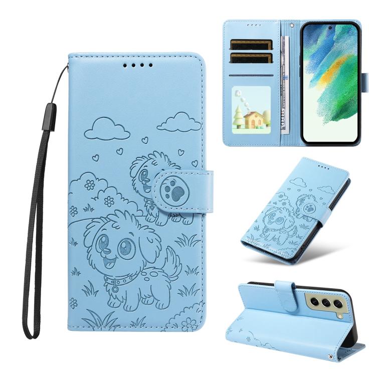 Portafoglio in pelle con protezione RFID e ciondolo a forma di cuore in rilievo con cane., For Galaxy S23 5G, For Galaxy S20 FE, For Galaxy S21 FE 5G
