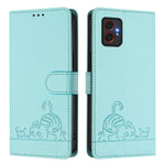 Custodia per telefono in pelle con motivo a rilievo di gatto e topo, con protezione RFID e cordino., For Samsung Galaxy XCover7 Pro
