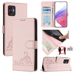 Custodia per telefono in pelle con motivo a rilievo di gatto e topo, con protezione RFID e cordino., For Samsung Galaxy XCover7 Pro