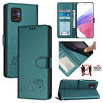 Custodia per telefono in pelle con motivo a rilievo di gatto e topo, con protezione RFID e cordino., For Samsung Galaxy XCover7 Pro