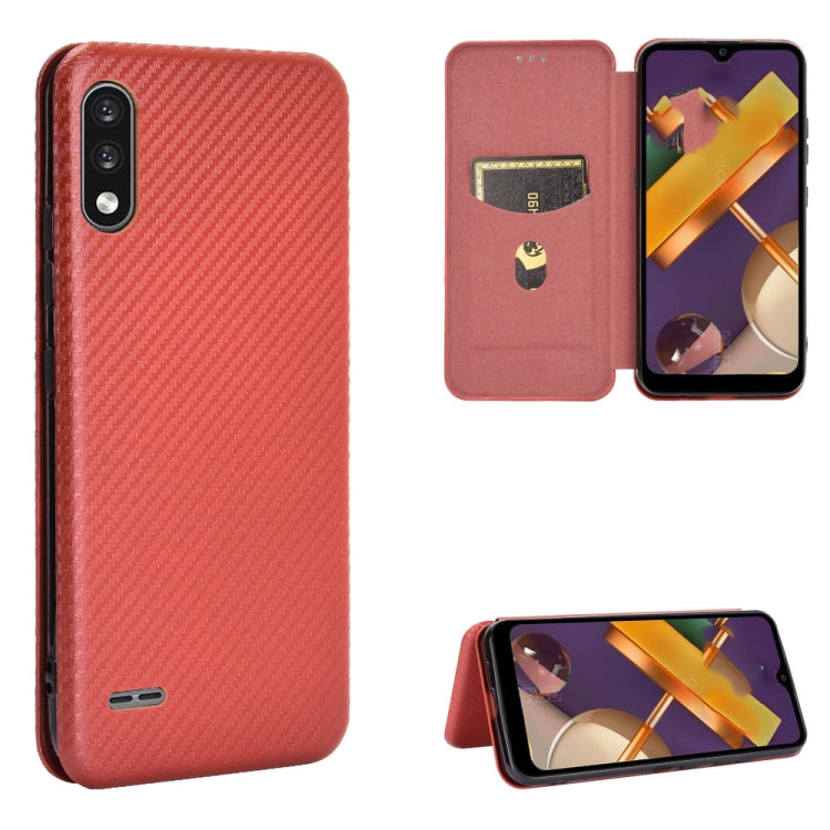 Struttura in fibra di carbonio Flip orizzontale magnetico Custodia in pelle TPU + PC + PU con slot per schede, For LG K22, For OPPO F17 Pro / A93 / Reno4 Lite, For Fujitsu F-42A / F-01L, For Motorola Moto G9 Plus