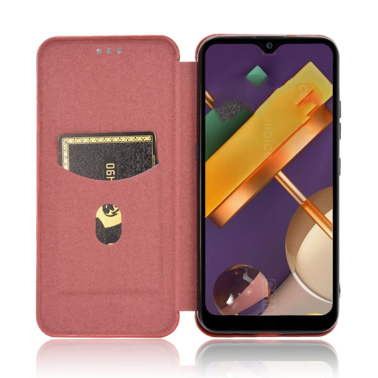 Struttura in fibra di carbonio Flip orizzontale magnetico Custodia in pelle TPU + PC + PU con slot per schede, For LG K22, For OPPO F17 Pro / A93 / Reno4 Lite, For Fujitsu F-42A / F-01L, For Motorola Moto G9 Plus