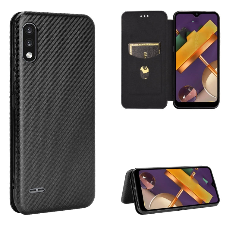 Struttura in fibra di carbonio Flip orizzontale magnetico Custodia in pelle TPU + PC + PU con slot per schede, For LG K22, For OPPO F17 Pro / A93 / Reno4 Lite, For Fujitsu F-42A / F-01L, For Motorola Moto G9 Plus