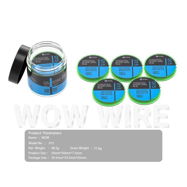 2UUL WS-015 Filo diamantato affilato in tungsteno da 0,015 mm, 100 m, 2UUL WS-015
