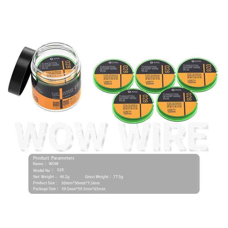 2UUL WS-028 Filo diamantato affilato in tungsteno da 0,028 mm, 100 m, 2UUL WS-028