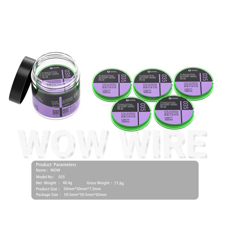 2UUL WS-035 Filo diamantato affilato in tungsteno da 0,035 mm, 100 m, 2UUL WS-035