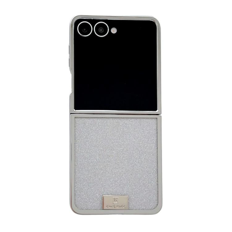 Cornice placcata, carta glitterata, targhetta con nome, custodia per telefono a copertura totale, For Samsung Galaxy Z Flip6/7 FE, For Samsung Galaxy Z Flip7 5G