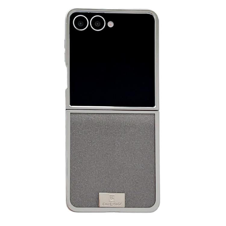 Cornice placcata, carta glitterata, targhetta con nome, custodia per telefono a copertura totale, For Samsung Galaxy Z Flip5