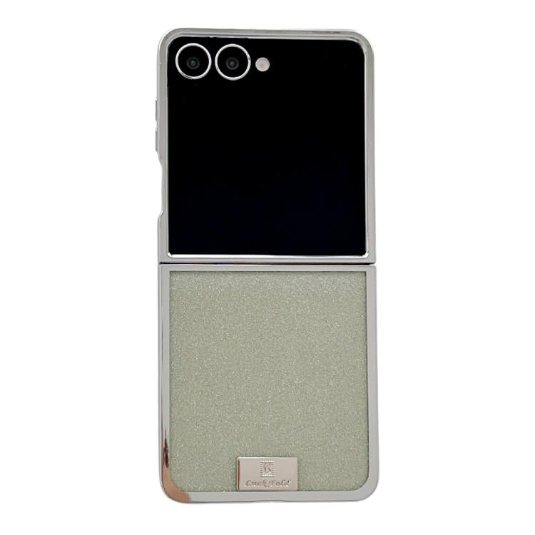 Cornice placcata, carta glitterata, targhetta con nome, custodia per telefono a copertura totale, For Samsung Galaxy Z Flip6/7 FE, For Samsung Galaxy Z Flip7 5G