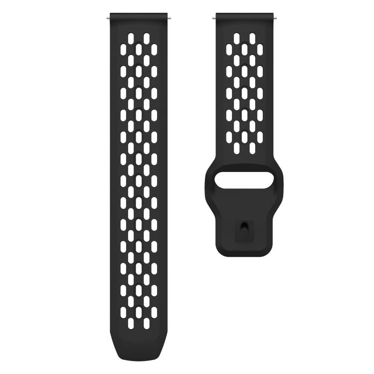 Cinturino per orologio xDfind con fibbia in silicone nera, traspirante e con foro a testa piatta, resistente all'aria, con chiusura a fibbia nera., 20mm, 22mm