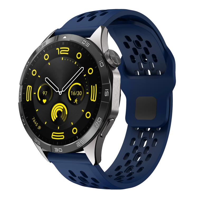 Cinturino per orologio xDfind con fibbia in silicone nera, traspirante e con foro a testa piatta, resistente all'aria, con chiusura a fibbia nera., 20mm, 22mm