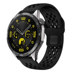 Cinturino per orologio xDfind con fibbia in silicone nera, traspirante e con foro a testa piatta, resistente all'aria, con chiusura a fibbia nera., 20mm, 22mm