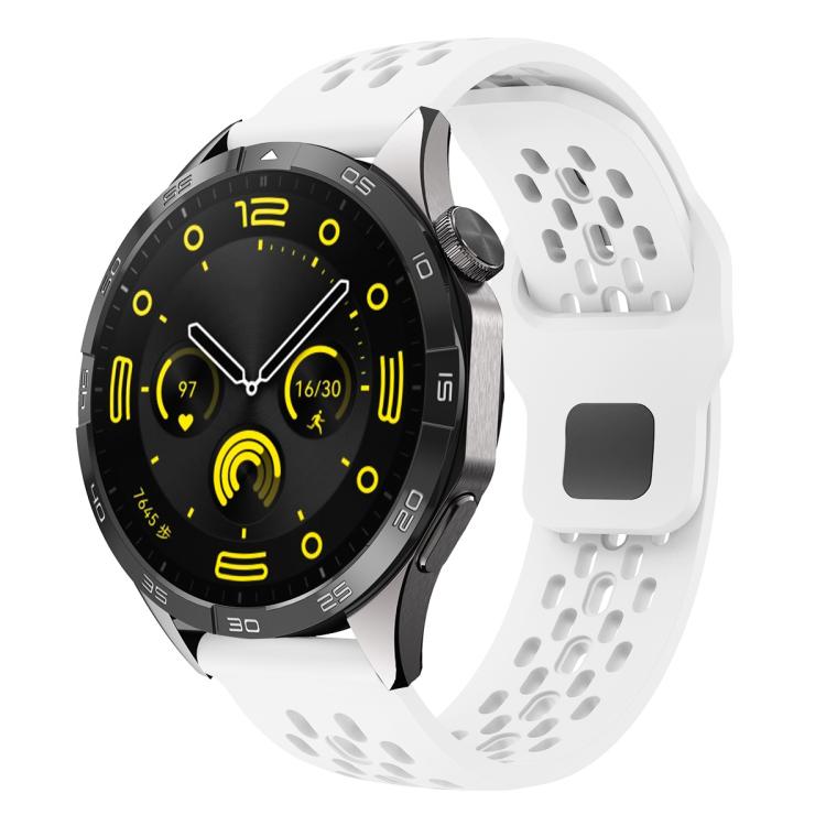 Cinturino per orologio xDfind con fibbia in silicone nera, traspirante e con foro a testa piatta, resistente all'aria, con chiusura a fibbia nera., 20mm, 22mm