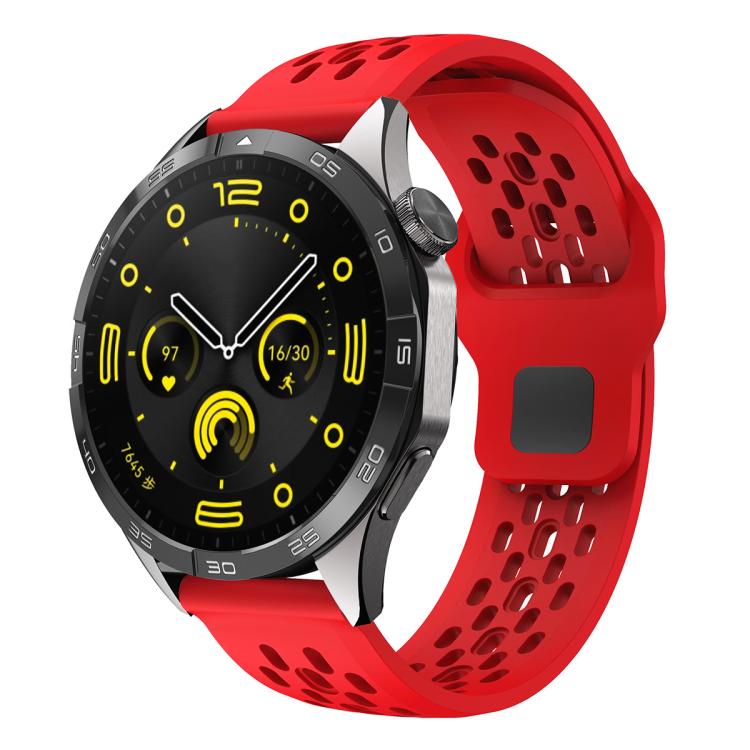 Cinturino per orologio xDfind con fibbia in silicone nera, traspirante e con foro a testa piatta, resistente all'aria, con chiusura a fibbia nera., 20mm, 22mm