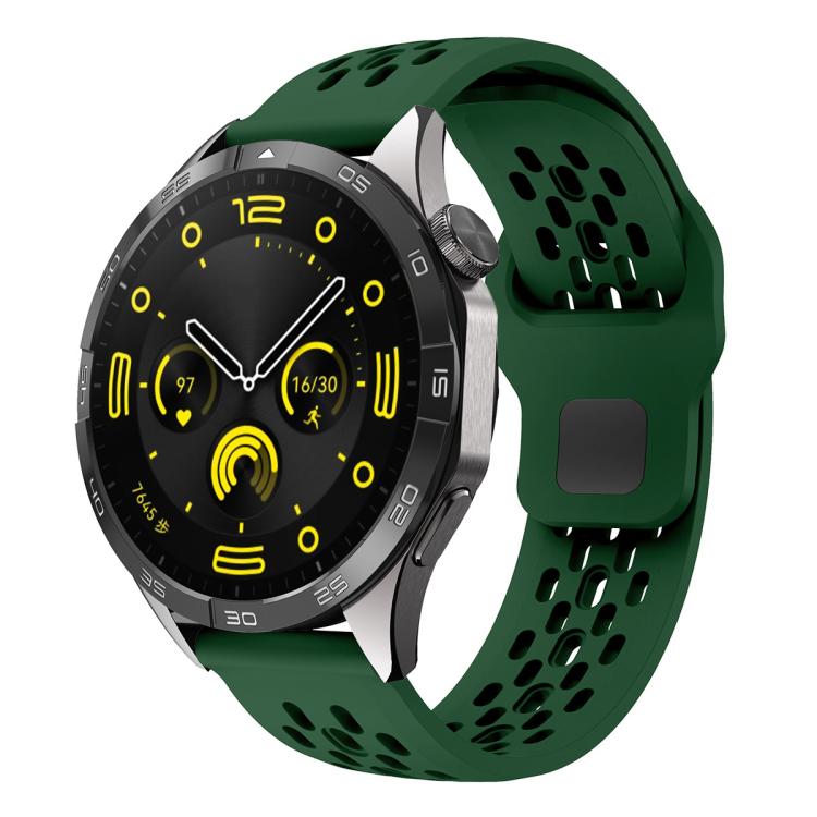 Cinturino per orologio xDfind con fibbia in silicone nera, traspirante e con foro a testa piatta, resistente all'aria, con chiusura a fibbia nera., 20mm, 22mm