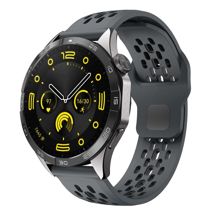 Cinturino per orologio xDfind con fibbia in silicone nera, traspirante e con foro a testa piatta, resistente all'aria, con chiusura a fibbia nera., 20mm, 22mm