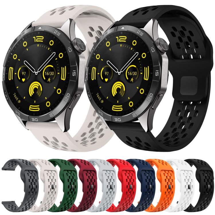Cinturino per orologio xDfind con fibbia in silicone nera, traspirante e con foro a testa piatta, resistente all'aria, con chiusura a fibbia nera., 20mm, 22mm