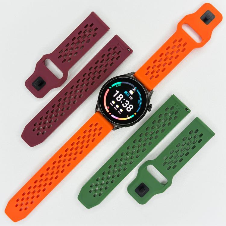 Cinturino per orologio xDfind con fibbia in silicone nera, traspirante e con foro a testa piatta, resistente all'aria, con chiusura a fibbia nera., 20mm, 22mm