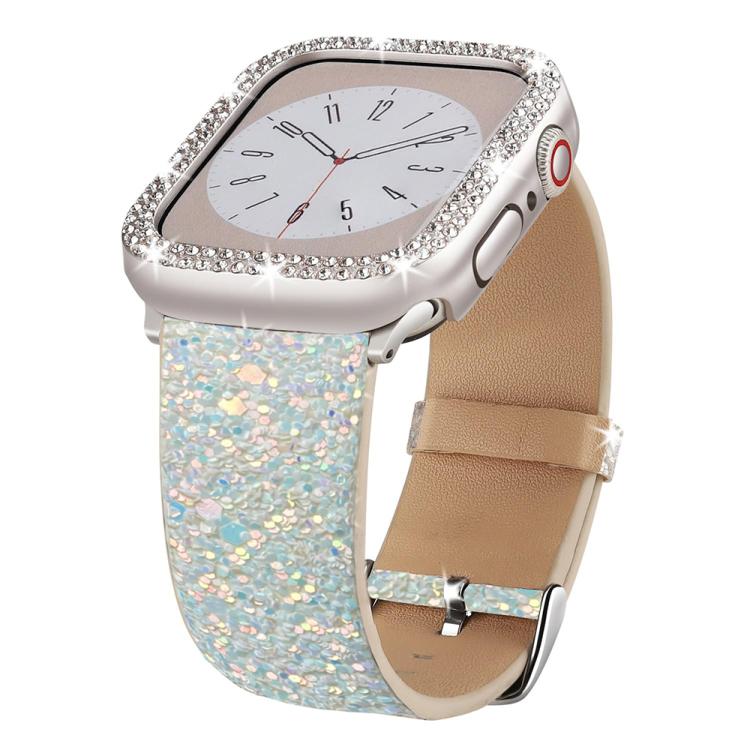 Cinturino per orologio in pelle con paillettes glitterate xDfind, For Apple Watch 42 / 44 / 45 / 46 / 49mm, For Apple Watch 38 / 40 / 41 / S10 42mm