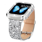 Cinturino per orologio in pelle con paillettes glitterate xDfind, For Apple Watch 42 / 44 / 45 / 46 / 49mm, For Apple Watch 38 / 40 / 41 / S10 42mm