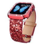 Cinturino per orologio in pelle con paillettes glitterate xDfind, For Apple Watch 42 / 44 / 45 / 46 / 49mm, For Apple Watch 38 / 40 / 41 / S10 42mm