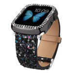Cinturino per orologio in pelle con paillettes glitterate xDfind, For Apple Watch 42 / 44 / 45 / 46 / 49mm, For Apple Watch 38 / 40 / 41 / S10 42mm