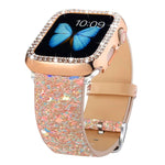 Cinturino per orologio in pelle con paillettes glitterate xDfind, For Apple Watch 42 / 44 / 45 / 46 / 49mm, For Apple Watch 38 / 40 / 41 / S10 42mm