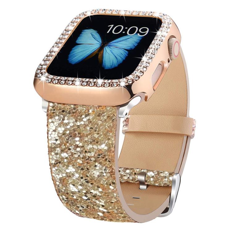 Cinturino per orologio in pelle con paillettes glitterate xDfind, For Apple Watch 42 / 44 / 45 / 46 / 49mm, For Apple Watch 38 / 40 / 41 / S10 42mm