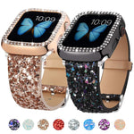 Cinturino per orologio in pelle con paillettes glitterate xDfind, For Apple Watch 42 / 44 / 45 / 46 / 49mm, For Apple Watch 38 / 40 / 41 / S10 42mm
