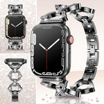 Cinturino per orologio xDfind in metallo con diamanti a forma di O, For Apple Watch 42 / 44 / 45 / 46 / 49mm, For Apple Watch 38 / 40 / 41 / S10 42mm