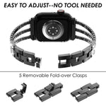Cinturino per orologio xDfind con tre diamanti in metallo, For Apple Watch 42 / 44 / 45 / 46 / 49mm, For Apple Watch 38 / 40 / 41 / S10 42mm
