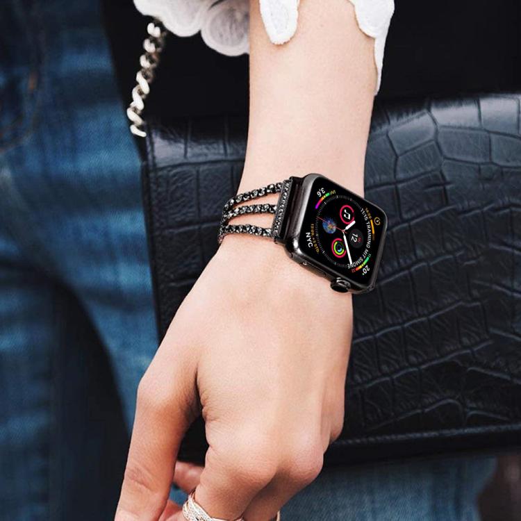 Cinturino per orologio xDfind con tre diamanti in metallo, For Apple Watch 42 / 44 / 45 / 46 / 49mm, For Apple Watch 38 / 40 / 41 / S10 42mm