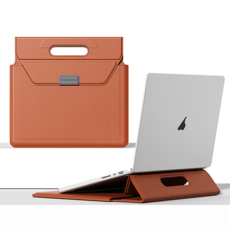 Handle Portable Laptop Briefcase PU Leather Laptop Sleeve with Foldable Stand, For 13 / 14 inch, For 15 / 16.1 inch