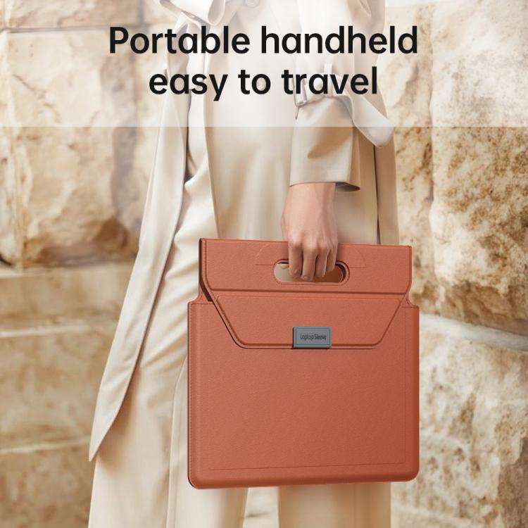 Handle Portable Laptop Briefcase PU Leather Laptop Sleeve with Foldable Stand, For 13 / 14 inch, For 15 / 16.1 inch