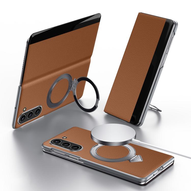 Custodia per telefono in pelle SULADA Smart View Window con supporto magnetico MagSafe., For Galaxy Z Fold8 5G, For Galaxy Z Fold8 Ultra 5G, For Galaxy Z Fold7 5G, For Galaxy Z Fold6