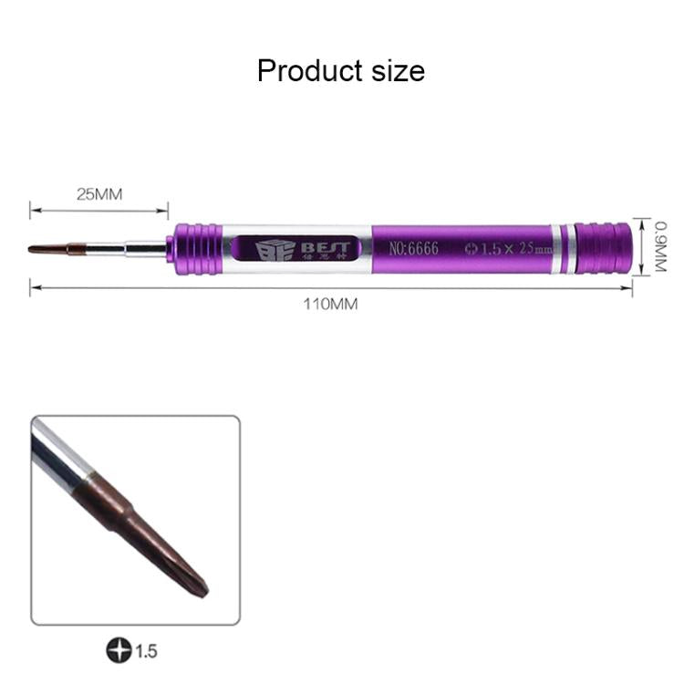 Cacciavite in lega di alluminio BEST BST-6666, Phillips 1.5, Pentalobe 0.8, Tri-wing 0.6, Hollow Cross Tip 2.5, 7 in 1 Set
