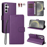 Custodia per telefono in pelle con portafoglio a 3 carte e protezione RFID, con texture litchi., For Galaxy S25 / S24 5G, For Galaxy S25+ / S24+ 5G, For Galaxy S25 Ultra 5G, For Galaxy S24 FE 5G