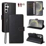 Custodia per telefono in pelle con portafoglio a 3 carte e protezione RFID, con texture litchi., For Galaxy S25 / S24 5G, For Galaxy S25+ / S24+ 5G, For Galaxy S25 Ultra 5G, For Galaxy S24 FE 5G