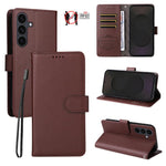 Custodia per telefono in pelle con portafoglio a 3 carte e protezione RFID, con texture litchi., For Galaxy S26 FE 5G, For Galaxy S26+ 5G, For Galaxy S25 FE 5G, For Galaxy S25 Edge 5G