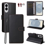 Custodia per telefono in pelle con portafoglio a 3 carte e protezione RFID, con texture litchi., For Galaxy S26 FE 5G, For Galaxy S26+ 5G, For Galaxy S25 FE 5G, For Galaxy S25 Edge 5G