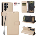 Custodia per telefono in pelle con portafoglio a 3 carte e protezione RFID, con texture litchi., For Galaxy S25 / S24 5G, For Galaxy S25+ / S24+ 5G, For Galaxy S25 Ultra 5G, For Galaxy S24 FE 5G