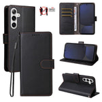 Custodia per telefono in pelle con portafoglio a 3 carte e protezione RFID, con texture litchi., For Galaxy S25 / S24 5G, For Galaxy S25+ / S24+ 5G, For Galaxy S25 Ultra 5G, For Galaxy S24 FE 5G
