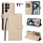 Custodia per telefono in pelle con portafoglio a 3 carte e protezione RFID, con texture litchi., For Galaxy S24 Ultra 5G, For Galaxy S23 FE 5G, For Galaxy S23 Ultra 5G, For Galaxy S23+ 5G