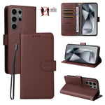 Custodia per telefono in pelle con portafoglio a 3 carte e protezione RFID, con texture litchi., For Galaxy S24 Ultra 5G, For Galaxy S23 FE 5G, For Galaxy S23 Ultra 5G, For Galaxy S23+ 5G